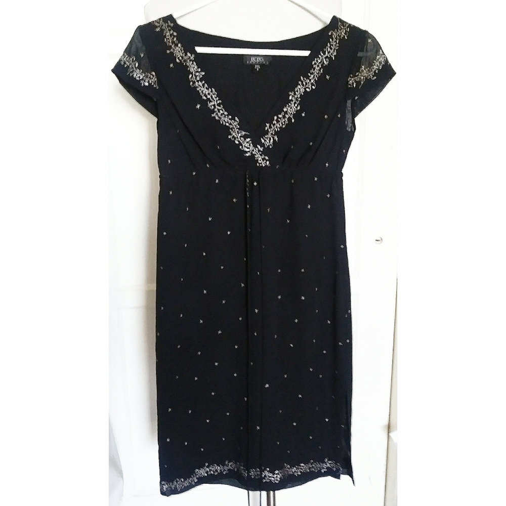 BCBG Black embroidered empire waist Dress